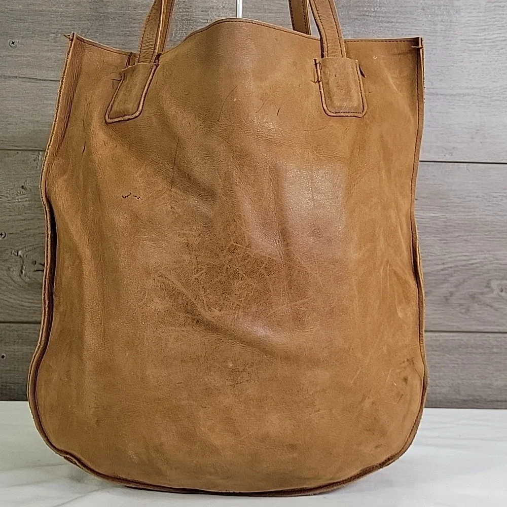 Abel Local and Global Brown Leather Tote Shoulder Bag Handbag